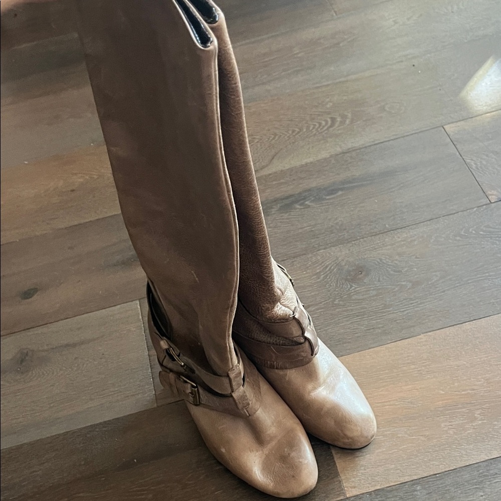 Steve Madden Tan Leather Wedge Boots - Picture 2 of 7